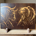 Bull vs Bear Engraved Walnut End Grain Cutting Board